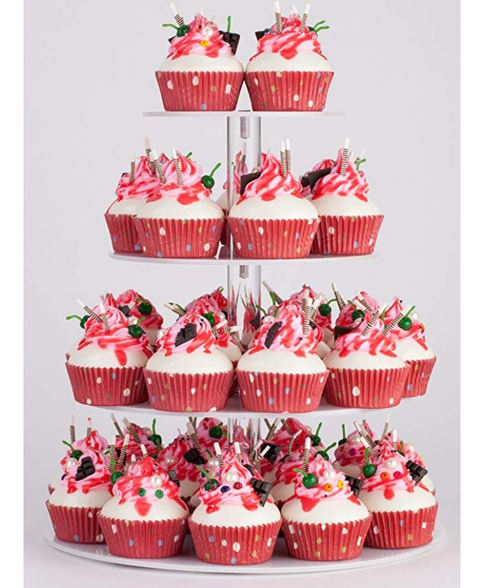 YestBuy 4 Tier White Round Wedding Party Acrylic Cupcake Display Tree Tower Stand 1 Unit (4 Tier Round) 