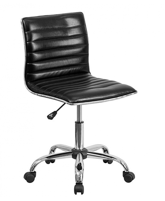 Flash Furniture Low Back Designer Armless Black Ribbed Swivel Task Chair 