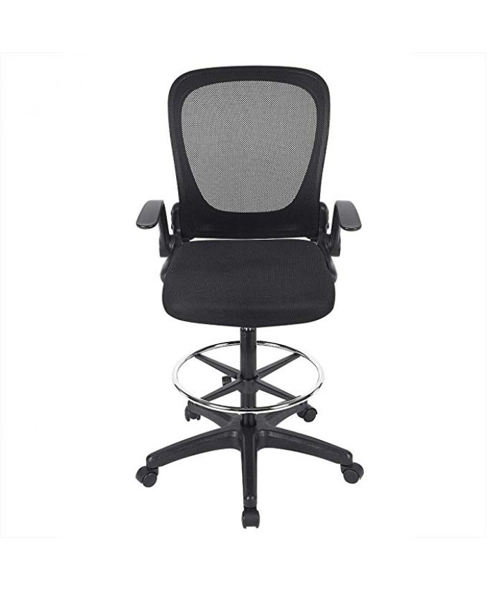 Ulikit Black Mesh Drafting Chair ,Tall Office Chair Drafting Stool With Adjustable Foot Rest