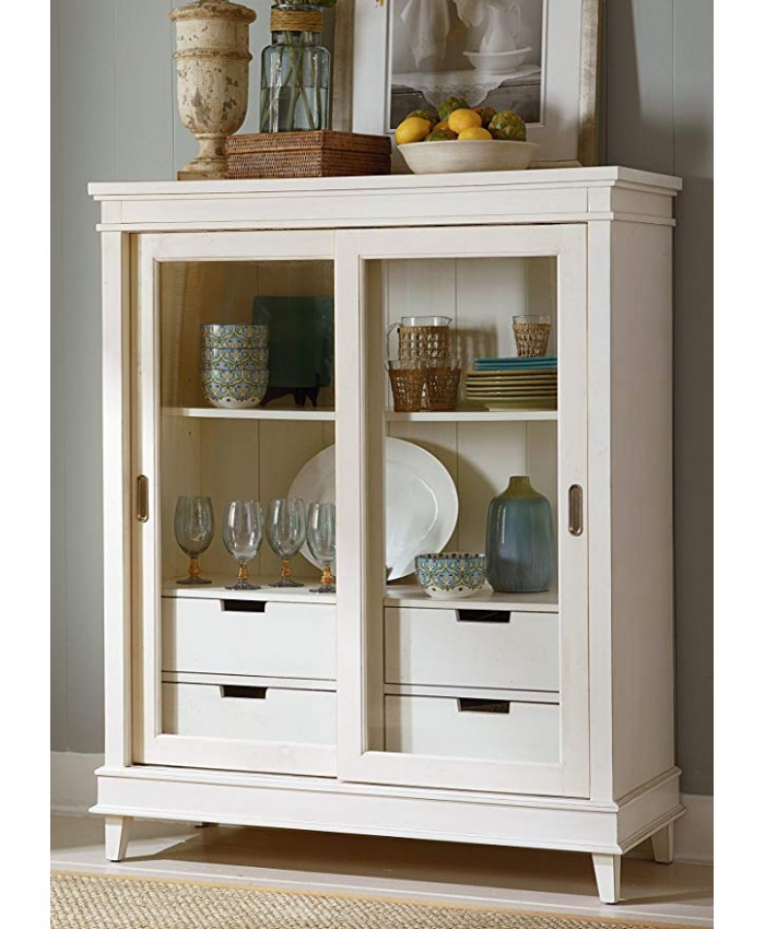 Liberty Furniture Summerhill Dining Display Cabinet, Rubbed Linen White Finish