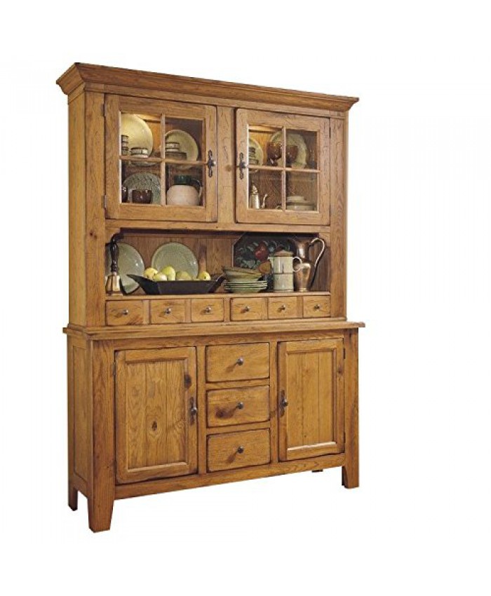 Broyhill Attic Heirlooms China Base and Hutch in Natural Oak Stain