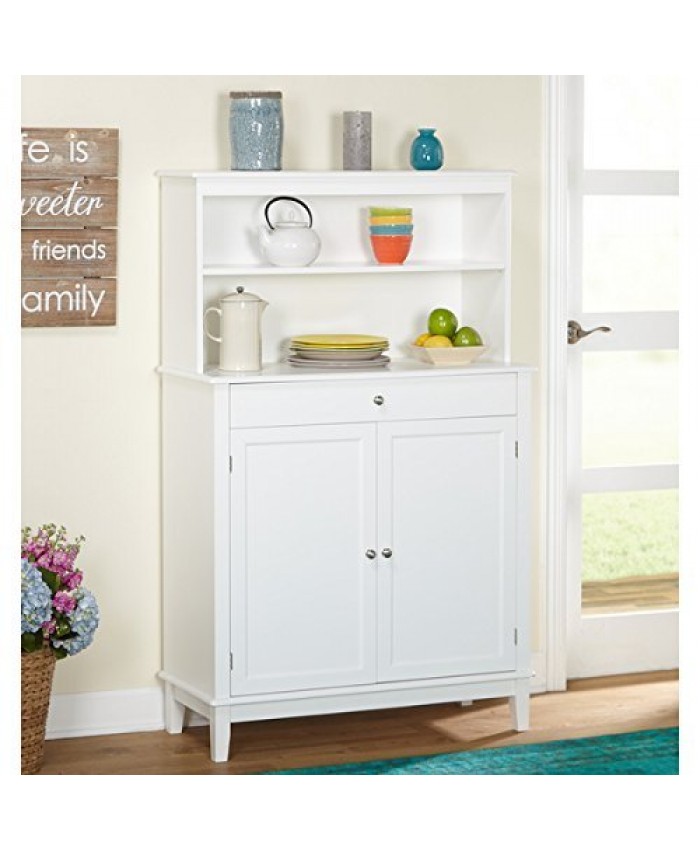 Simple Living Farmhouse Buffet with Hutch, White Finish